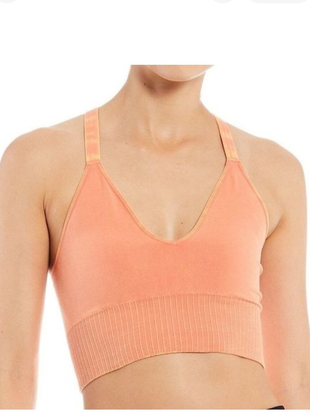 FP Movement Good Karma Peachy Coral Crop Top Sports Bra Large